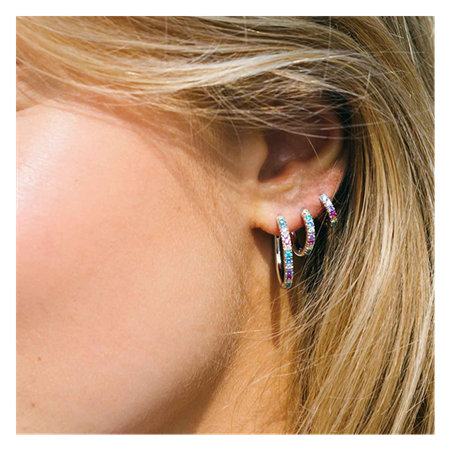 Ellera Medio Korvakorut Rhodium sterling silver 925, multicoloured zirconia