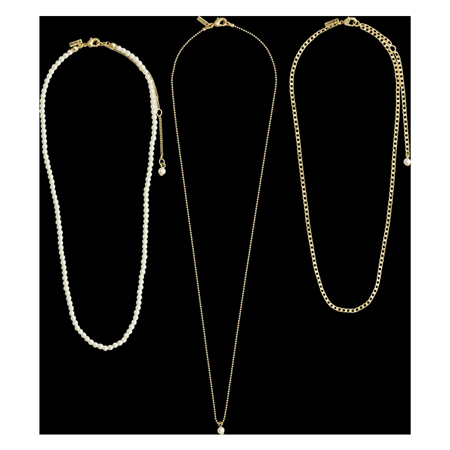 Halskæde 3-in-1 Gold plated / pearls