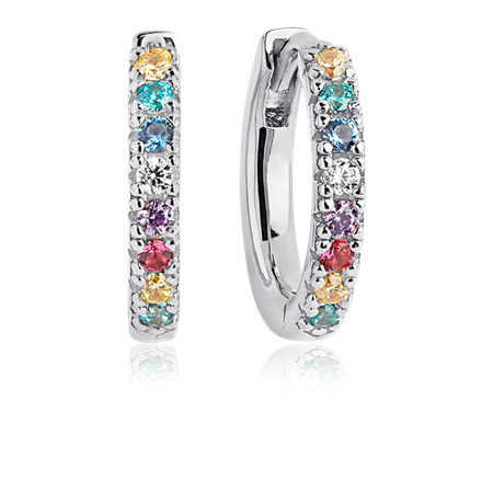 Ellera Medio Korvakorut Rhodium sterling silver 925, multicoloured zirconia
