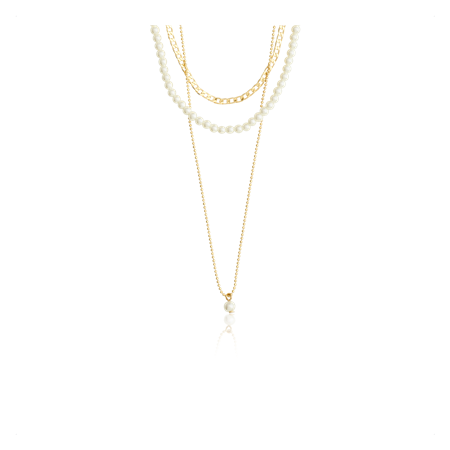 Halskæde 3-in-1 Gold plated / pearls
