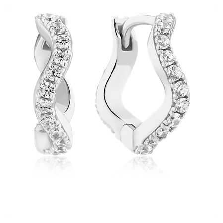 Ellera Waves Medio korvakorut Rhodium sterling silver 925