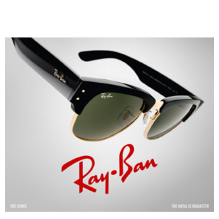 Mega Clubmaster Solglasögon Polished black/gold, green lenses