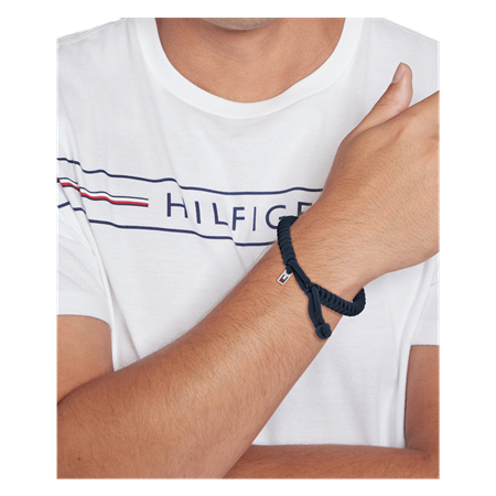 Armband i vävd nylon Stainless steel / blue nylon