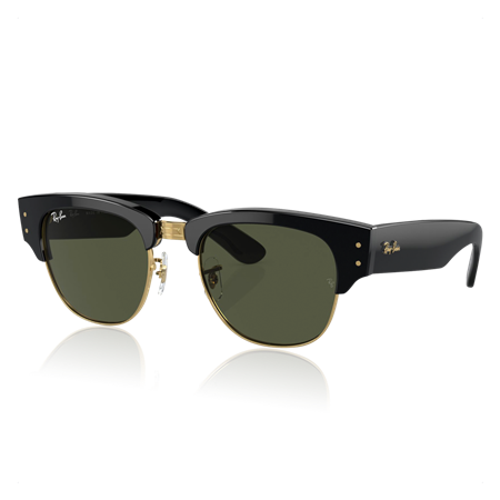 Mega Clubmaster Solglasögon Polished black/gold, green lenses