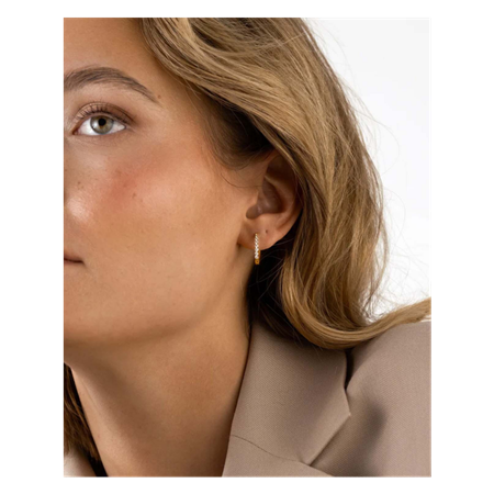 Shiny Hoops medium 18K PVD gold plated / Cubic Zirconia