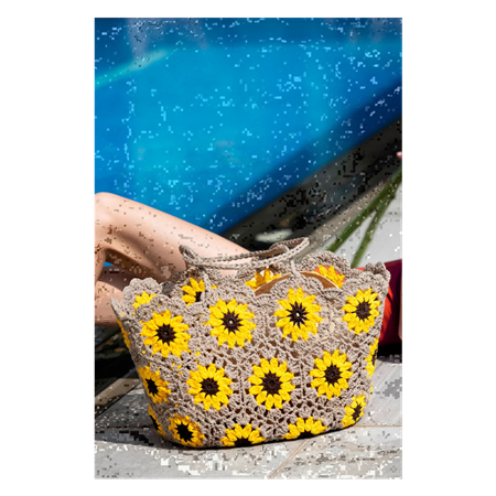 Sunflower Crochet -olkalaukku Sand / yellow