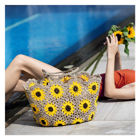 Sunflower Crochet -olkalaukku Sand / yellow