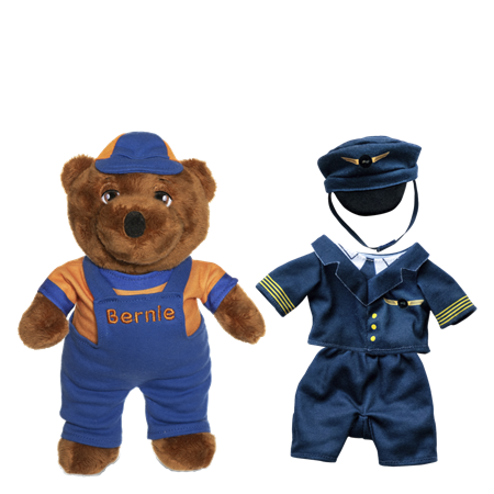 Bernie bamse og sæt med pilotuniform