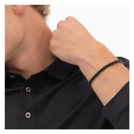 BOSS armbånd Stainless steel & black onyx