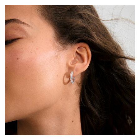 TATUM Hoops medium Silver plated with crystals