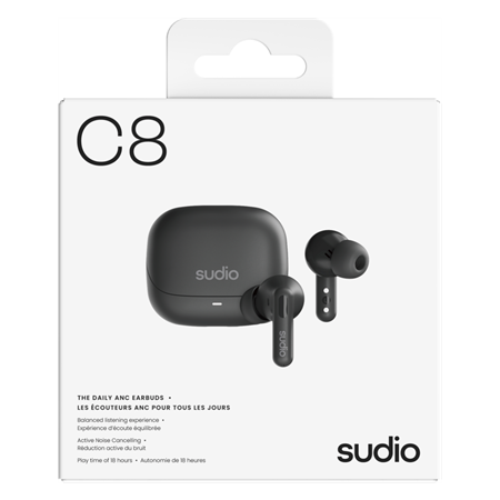 C8 true langattomat nappikuulokkeet Black