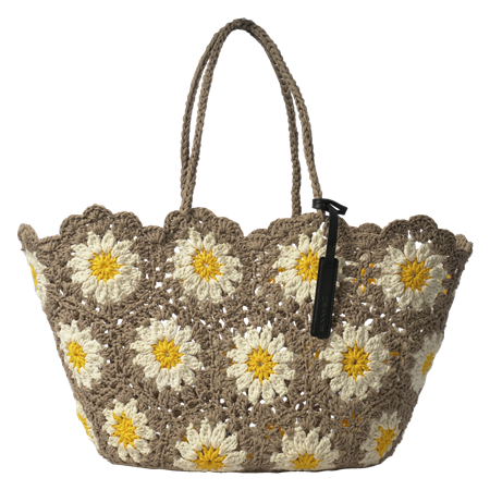 Sunflower Crochet -olkalaukku Sand / yellow
