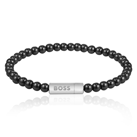 BOSS armbånd Stainless steel & black onyx