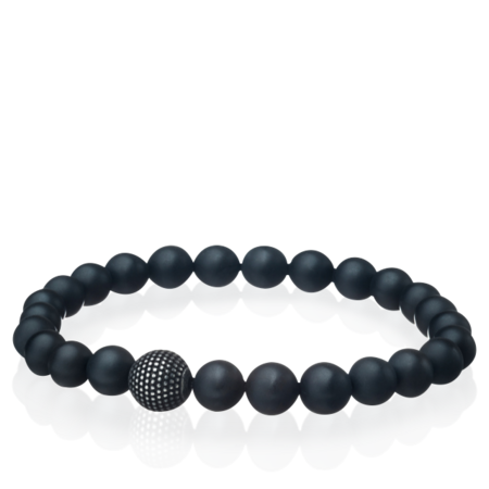Stretch bracelet onyx stones Mat black