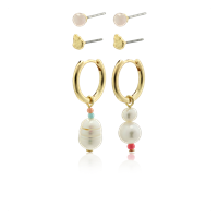 PILGRIM Earrings 3-in-1 set Gold plated, freshwater pearls