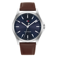 TOMMY HILFIGER Hilfiger klassisk ur Brown leather strap