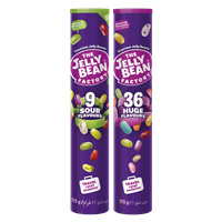 THE JELLY BEAN FACTORY Jelly Bean 2-pack Gourmet mix tube & 9 sour flavours tube
