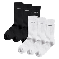 BJÖRN BORG Essential Crew sokker, 6-pack white & black Str. 39-42