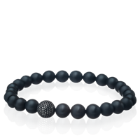 MÄN Stretch bracelet onyx stones Mat black